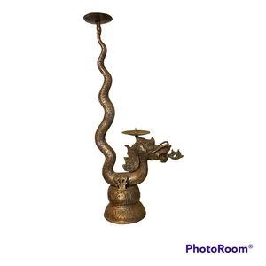 Vintage Mid 20th Century Naga Busuki Cosmic Dragon Bronze Candelabra